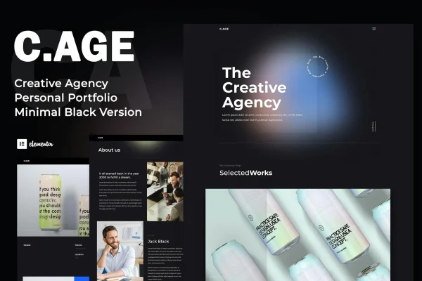 C.AGE creative agency and personal portfolio Elementor template kit preview
