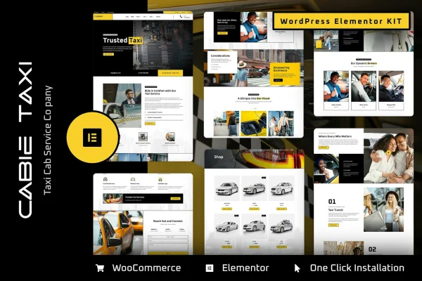 Cabie taxi booking Elementor Pro template kit preview