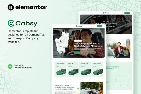 Cabsy taxi and transport Elementor template kit preview