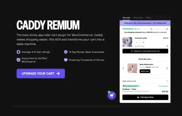 Caddy Pro WooCommerce side cart drawer plugin banner