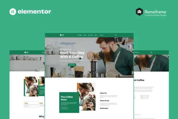 Cafein coffee bar and cafe Elementor template kit preview