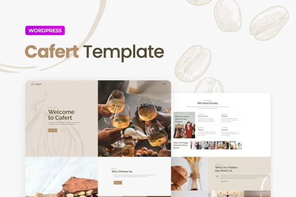 Cafert cafe and restaurant Elementor template kit preview