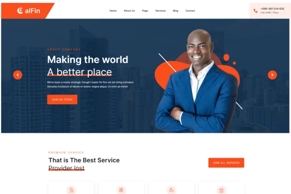 Calfin business finance WordPress theme preview