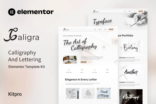 Caligra calligraphy and lettering Elementor template kit preview