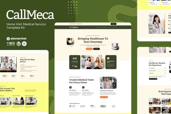 CallMeca home visit medical service Elementor template kit preview