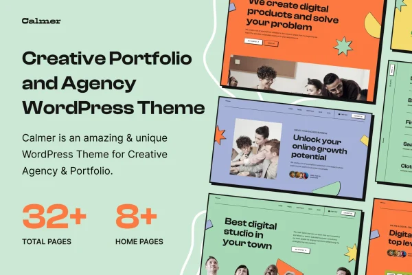 Calmer portfolio and agency WordPress theme preview
