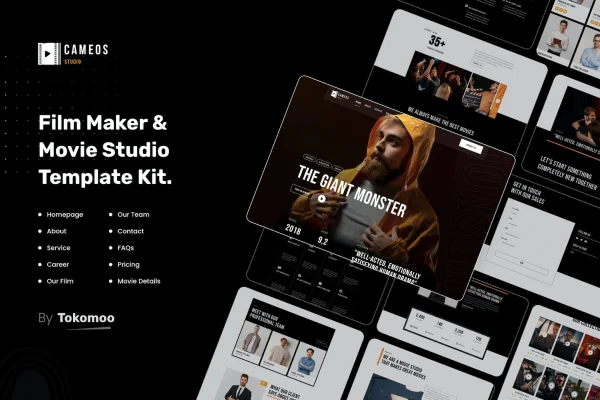 Cameos film maker and movie studio Elementor template kit preview