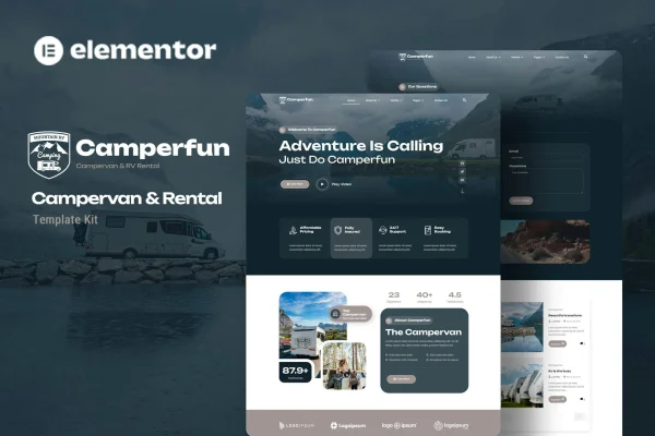 Camperfun campervan rental Elementor template kit cover image