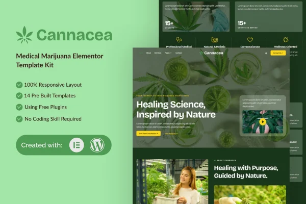 Cannacea medical marijuana Elementor template kit preview
