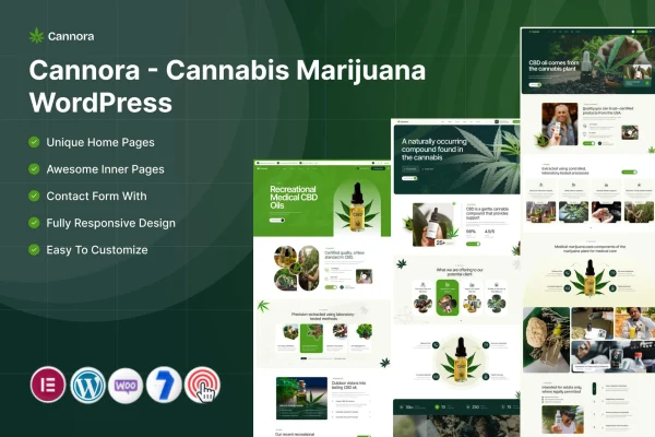 Cannora cannabis and marijuana WordPress theme preview