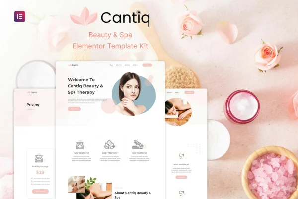 Cantiq beauty spa and salon Elementor template kit preview