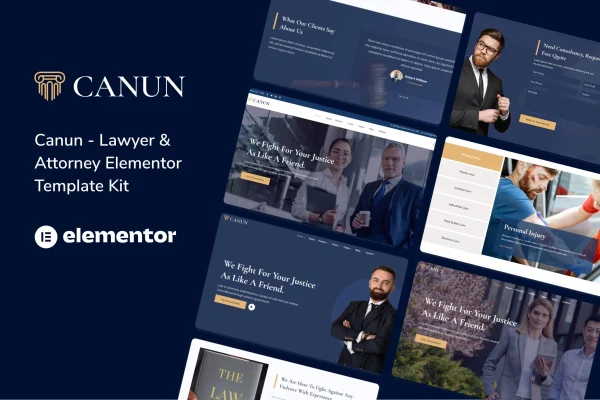 Canun lawyer and law firm Elementor template kit preview