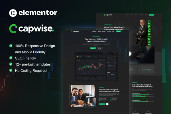 CapWise trading and investment Elementor Pro template kit preview