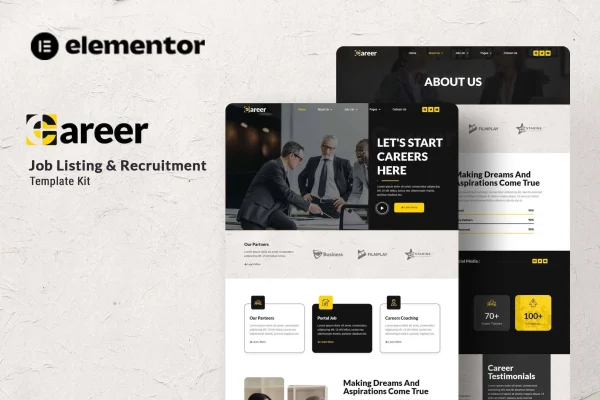 Career job recruitment Elementor template kit preview