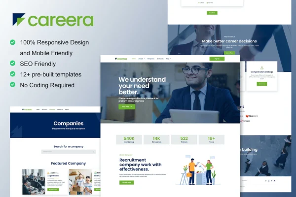 Careera recruitment agency Elementor template kit preview