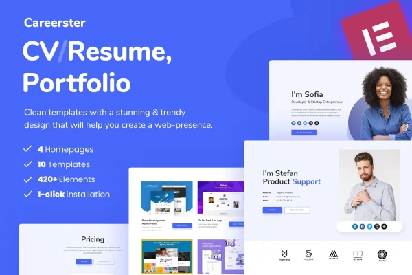 Careerster CV and resume Elementor template kit preview