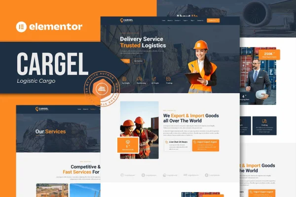 Cargel logistics and cargo Elementor template kit preview