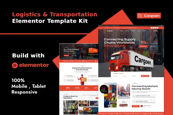 Cargoen logistics and transportation Elementor template kit preview