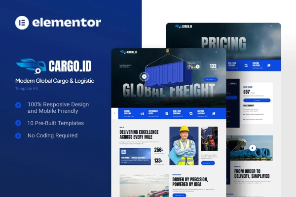Cargoid cargo and logistics Elementor template kit preview