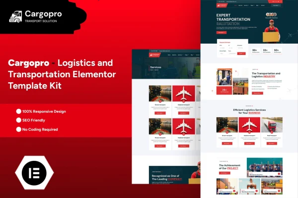 Cargopro logistics and transportation Elementor template kit preview