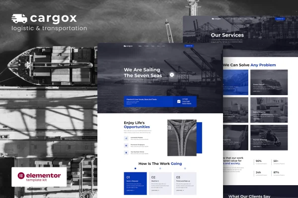 Cargox logistics and transportation Elementor template kit preview