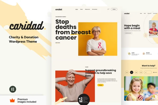 Caridad charity and nonprofit WordPress theme preview
