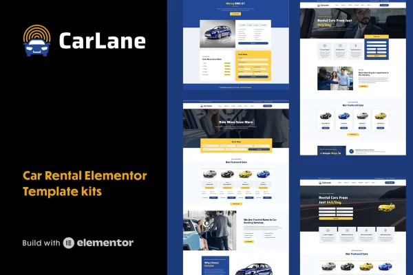 CarLane car rental Elementor template kit cover image