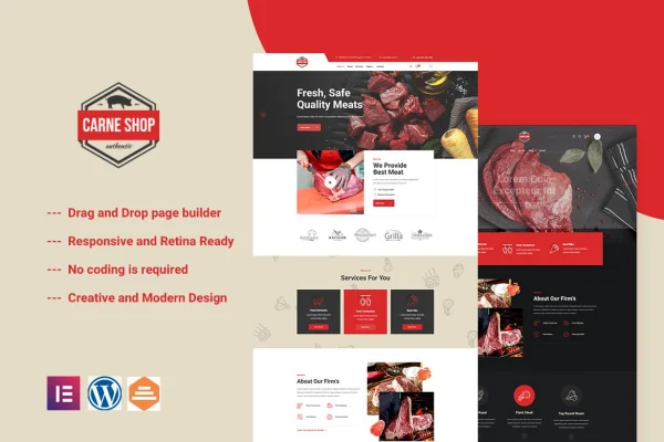 Carne meat shop Elementor template kit preview