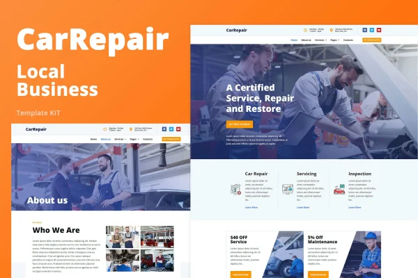 CarRepair Elementor template kit preview for an auto repair shop website