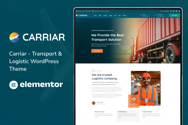 Carriar transport and logistics WordPress theme preview