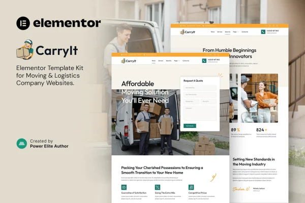 CarryIt moving and logistics Elementor template kit preview