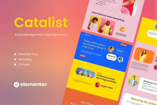 Catalist artist management Elementor template kit cover image
