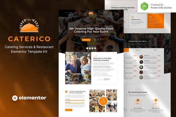 Caterico catering and restaurant Elementor template kit preview