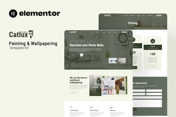 Catlux painting and wallpapering Elementor template kit preview