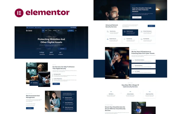 Cekal cyber security and IT service Elementor template kit preview