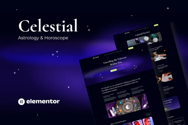 Celestial astrology and horoscope Elementor template kit preview