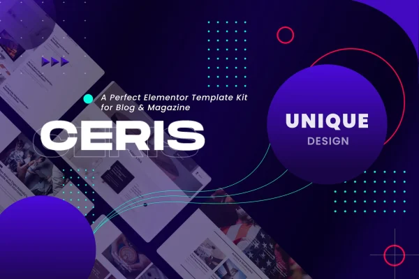 Ceris blog and magazine Elementor template kit preview