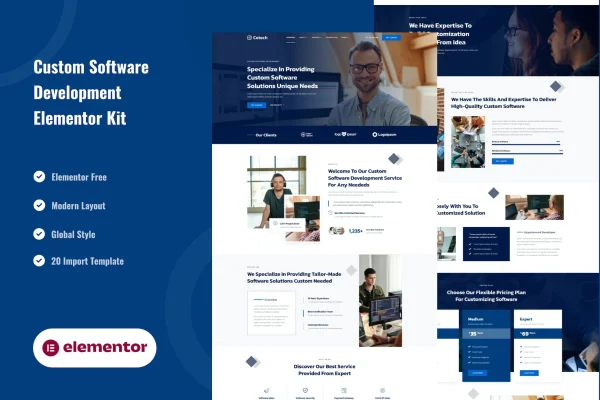 Cetech software development Elementor template kit preview
