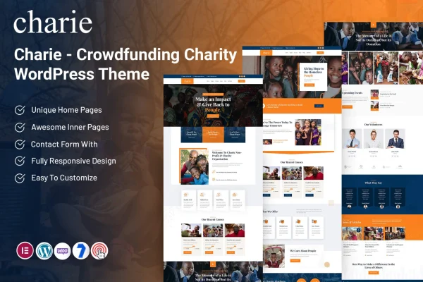 Charie crowdfunding charity WordPress theme preview