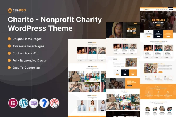 Charito nonprofit charity WordPress theme preview