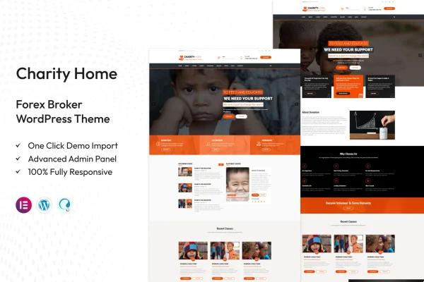 Charity Home fundraising WordPress theme preview