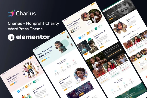 Charius nonprofit charity WordPress theme preview
