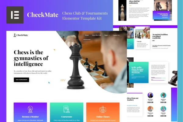 CheckMate chess club and tournaments Elementor template kit preview