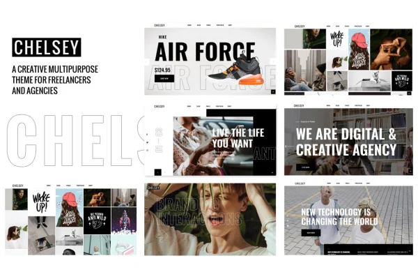 Chelsey multipurpose WordPress theme cover image with portfolio layouts