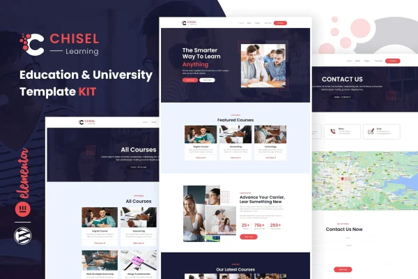 Chisel education and university Elementor template kit cover image