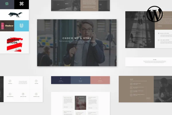 Choco multipurpose WordPress theme preview showing page layouts