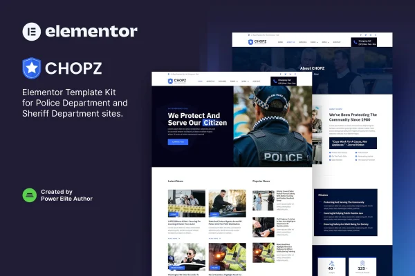 Chopz police and sheriff department Elementor template kit preview