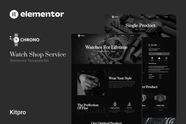 Chrono watch service Elementor template kit preview