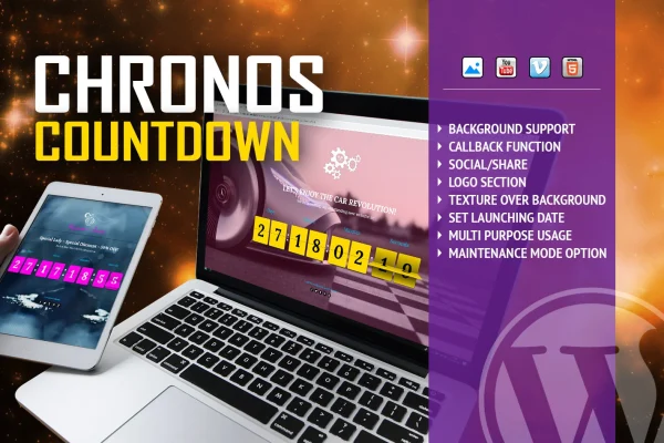 Chronos CountDown flip timer plugin banner with background