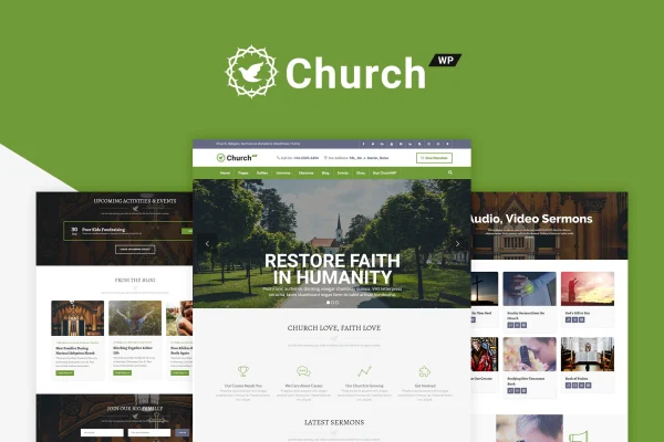 ChurchWP WordPress theme preview for church and nonprofit websites